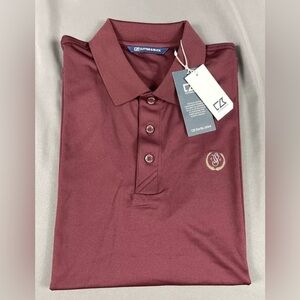 Cutter & Buck Golf Shirt Polo DryTec Chest Logo SVCC Small Maroon Polyester